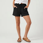 Sommer shorts für Damen mit Gummizug im weiten Schnitt Schwarz 5