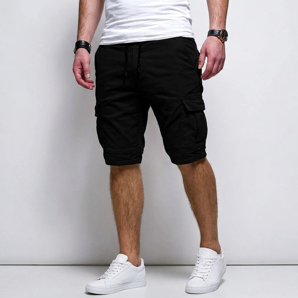 Bermudashorts für Herren aus Baumwolle mit Cargo-Taschen im Regular Fit Schwarz 3