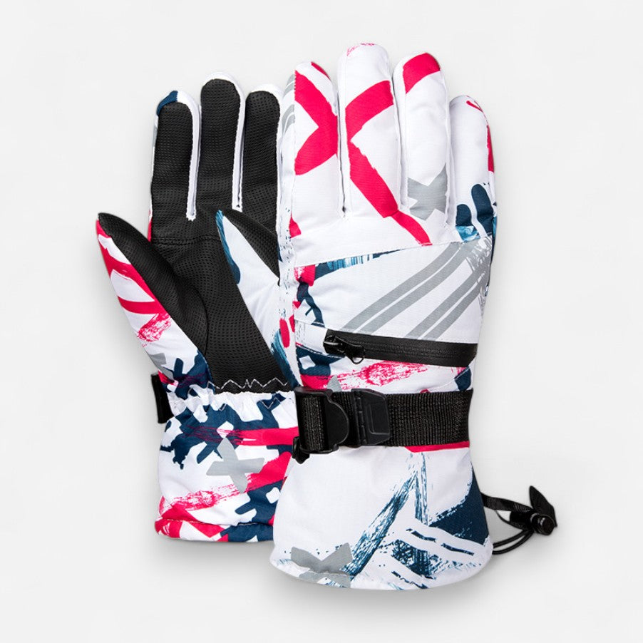 Warme Skihandschuhe mit weichem Innenfutter und Reißverschlusstasche