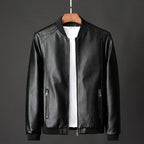Bikerjacke für Herren aus Leder mit Reißverschluss Schwarz 10