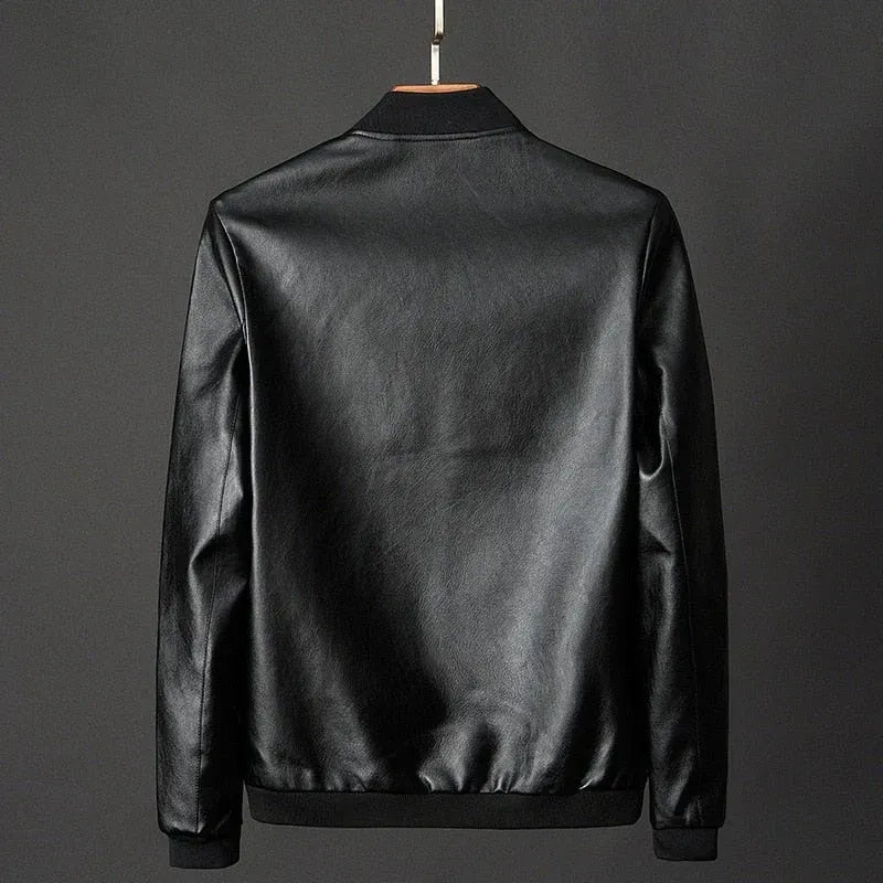 Bikerjacke für Herren aus Leder mit Reißverschluss Schwarz 8