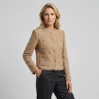 Kragenloser Blazer für Damen Beige 4