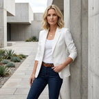 Blazer für Damen in taillierter Form mit Strukturmuster im klassischen Stil Weiß 1