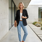 Blazer für Damen in taillierter Form mit Strukturmuster im klassischen Stil Schwarz 2