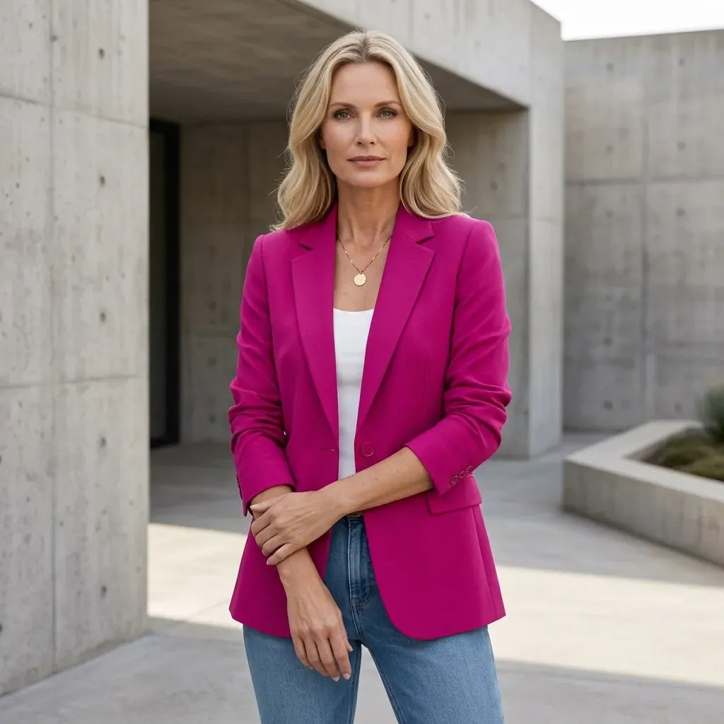 Blazer für Damen in taillierter Form mit Strukturmuster im klassischen Stil Rosa 3