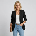 Blazer für Damen in taillierter Form mit Strukturmuster im klassischen Stil Schwarz 4