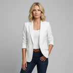 Blazer für Damen in taillierter Form mit Strukturmuster im klassischen Stil Weiß 5