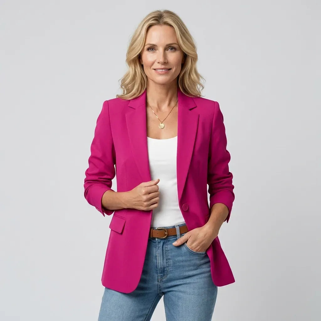 Blazer für Damen in taillierter Form mit Strukturmuster im klassischen Stil Rosa 6