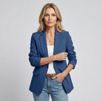 Blazer für Damen in taillierter Form mit Strukturmuster im klassischen Stil Blau 8