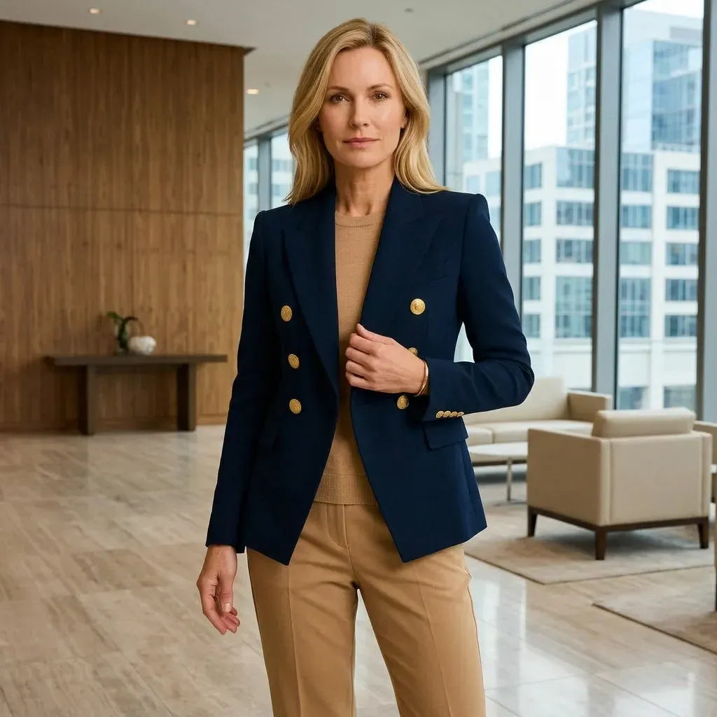 Blazer für Damen in taillierter Passform mit goldenen Knöpfen Dunkelblau 1
