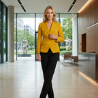 Blazer für Damen in taillierter Passform mit goldenen Knöpfen Gelb 2