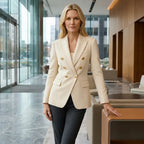 Blazer für Damen in taillierter Passform mit goldenen Knöpfen Weiß 3