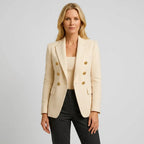 Blazer für Damen in taillierter Passform mit goldenen Knöpfen Weiß 4