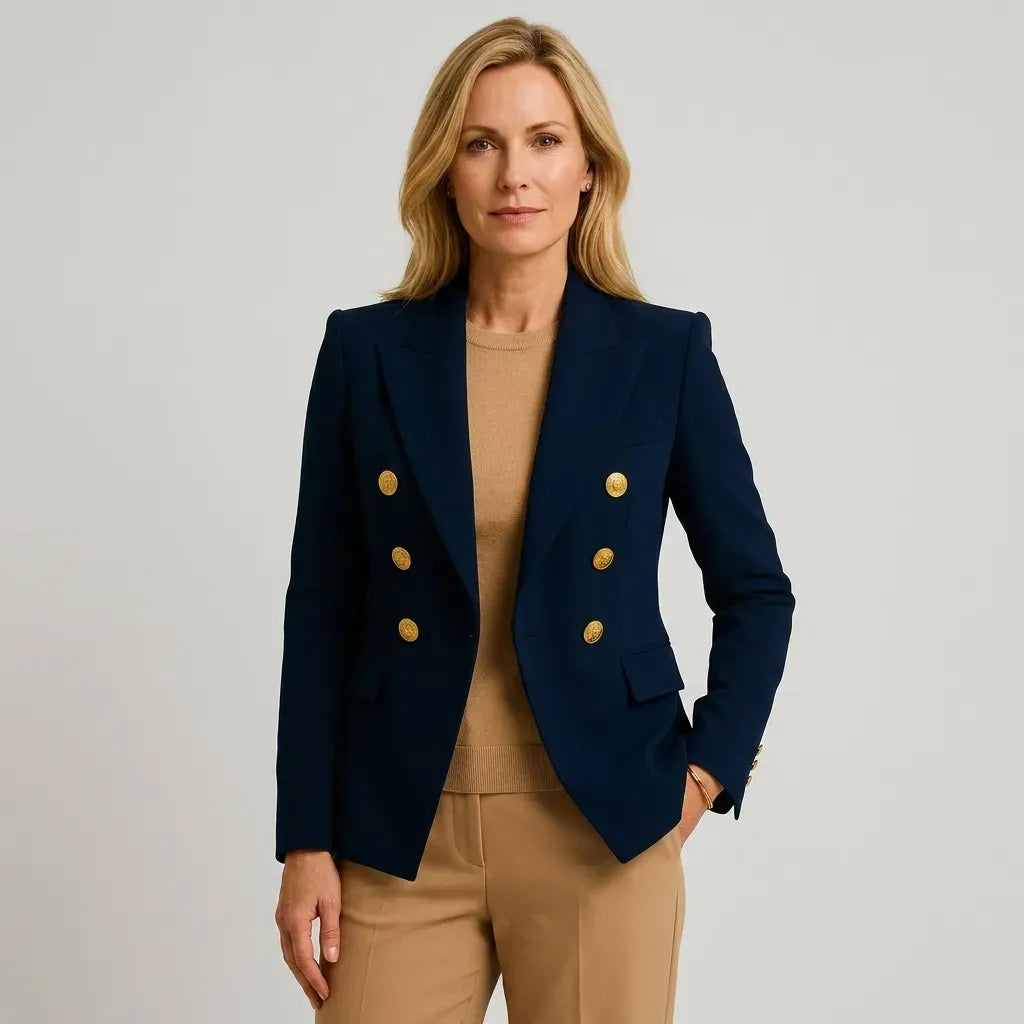 Blazer für Damen in taillierter Passform mit goldenen Knöpfen Dunkelblau 6