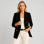 Blazer für Damen in taillierter Passform mit goldenen Knöpfen Schwarz 8