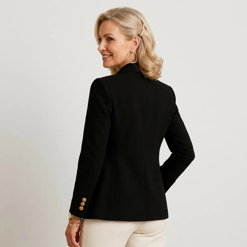 Blazer für Damen in taillierter Passform mit goldenen Knöpfen Schwarz 9