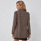 Blazer für Damen mit Karomuster im Business-Stil in strukturierter Weboptik Braun 1