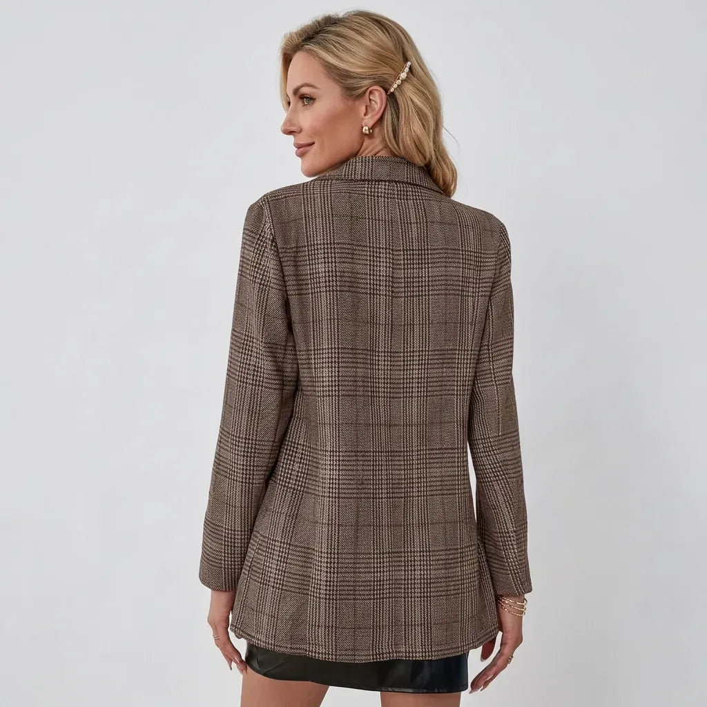 Blazer für Damen mit Karomuster im Business-Stil in strukturierter Weboptik Braun 1
