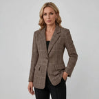Blazer für Damen mit Karomuster im Business-Stil in strukturierter Weboptik Braun 2