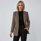 Blazer für Damen mit Karomuster im Business-Stil in strukturierter Weboptik Braun 3