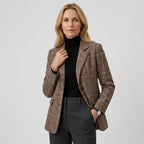 Blazer für Damen mit Karomuster im Business-Stil in strukturierter Weboptik Braun 4