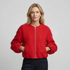 Bomberjacke für Damen im Oversize-Stil aus Wolle für den Übergang Rot 10