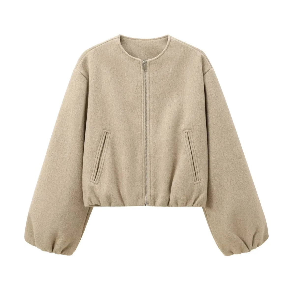 Bomberjacke für Damen im Oversize-Stil aus Wolle für den Übergang Khaki 13
