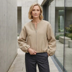 Bomberjacke für Damen im Oversize-Stil aus Wolle für den Übergang Khaki 2