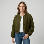 Bomberjacke für Damen im Oversize-Stil aus Wolle für den Übergang Dunkelgrün 5