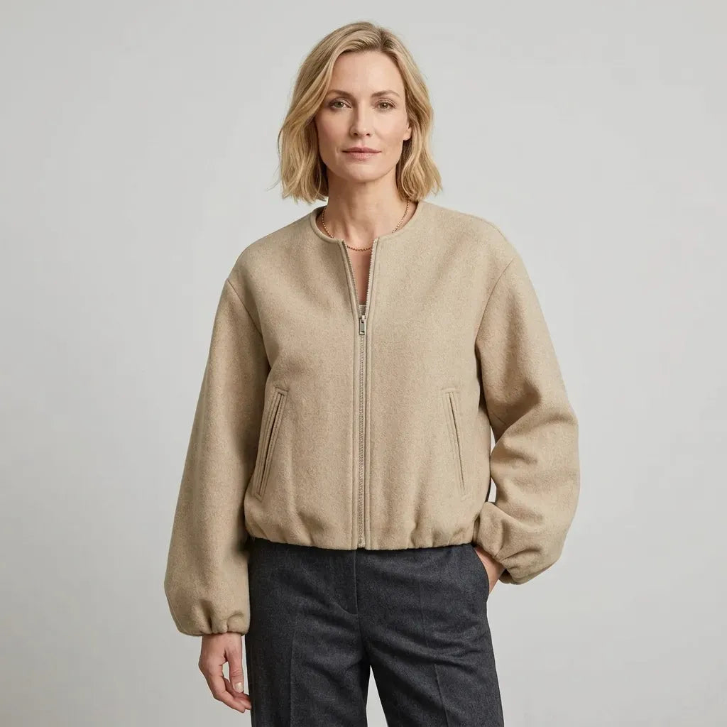 Bomberjacke für Damen im Oversize-Stil aus Wolle für den Übergang Khaki 8
