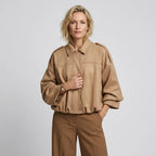 Bomberjacke für Damen im Oversized-Schnitt aus Veloursleder-Imitat im eleganten Stil Khaki 6