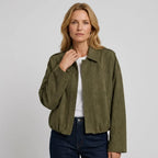 Bomberjacke für Damen im Oversized-Schnitt aus Veloursleder-Imitat im eleganten Stil Grün 8