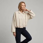Bomberjacke für Damen im Oversized-Schnitt aus Veloursleder-Imitat im eleganten Stil Weiß 9