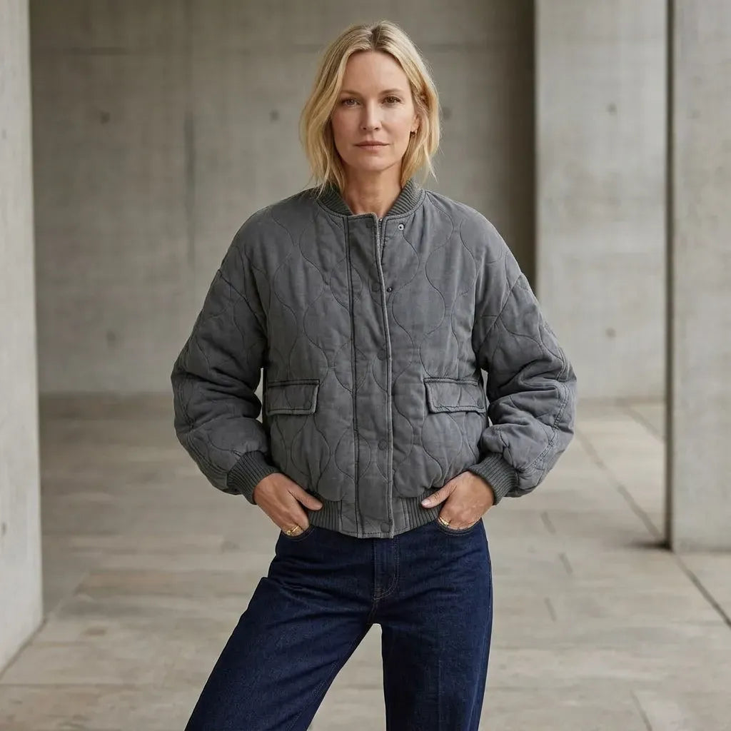 Bomberjacke für Damen im Oversized-Stil im Vintage-Look Grau 3