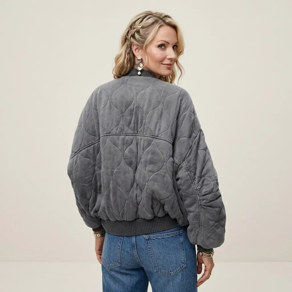 Bomberjacke für Damen im Oversized-Stil im Vintage-Look Grau 4