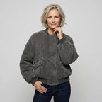 Bomberjacke für Damen im Oversized-Stil im Vintage-Look Grau 5