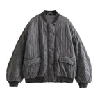 Bomberjacke für Damen im Oversized-Stil im Vintage-Look Grau 8