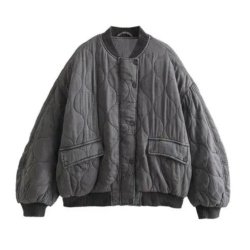 Bomberjacke für Damen im Oversized-Stil im Vintage-Look Grau 8