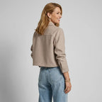 Jacke für Damen in kurzer Form aus Wolle mit Brusttaschen Beige 2