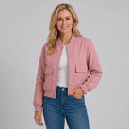 Bomberjacke für Damen in verkürzter Form aus Leder für die Übergangszeit Rosa 10