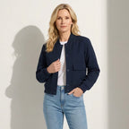 Bomberjacke für Damen in verkürzter Form aus Leder für die Übergangszeit Blau 5