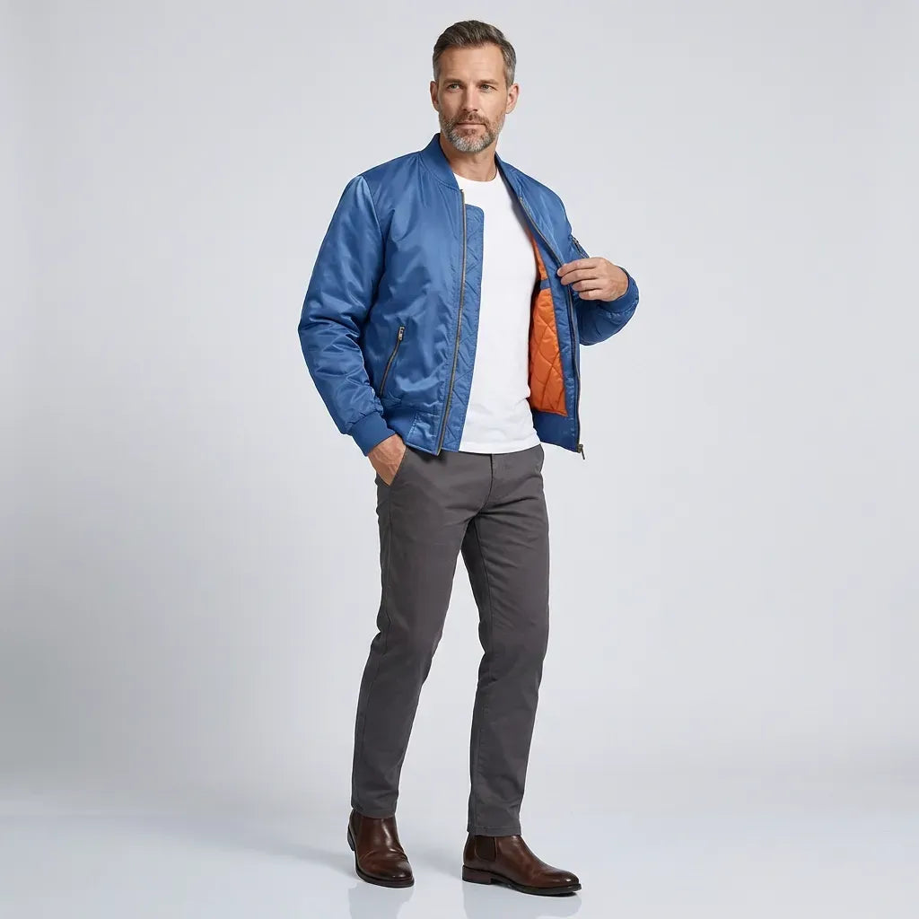 Bomberjacke für Herren aus Baumwolle im Slim Fit für den Übergang Blau 3