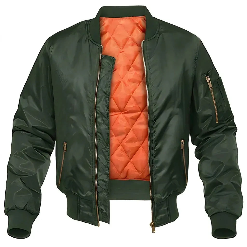 Bomberjacke für Herren aus Baumwolle im Slim Fit für den Übergang Grün 8