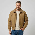 Bomberjacke für Herren aus Baumwolle mit fell für herbst Beige 4