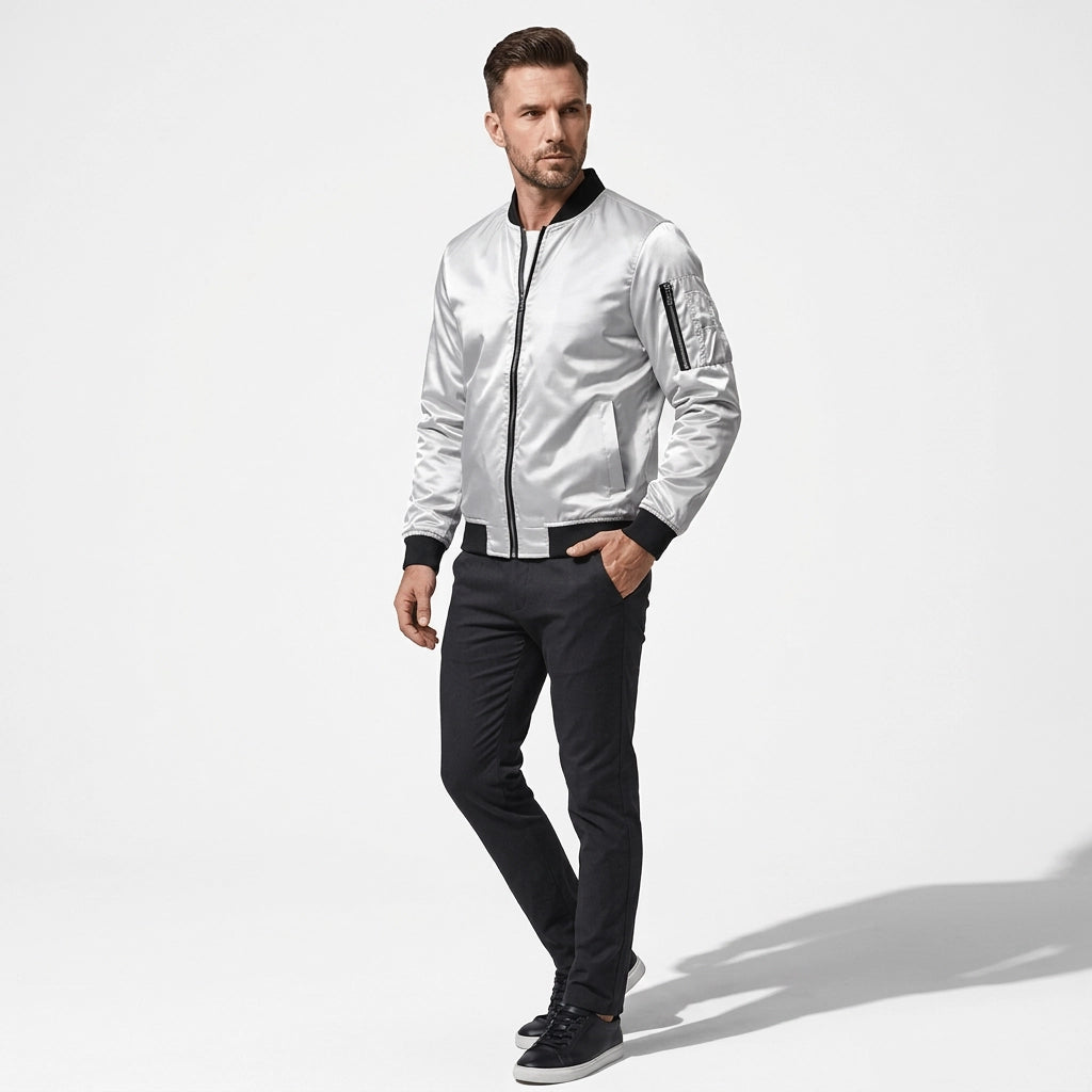 Bomberjacke für Herren im Slim Fit mit leichten Wattierungen für die Übergangszeit Weiß 9