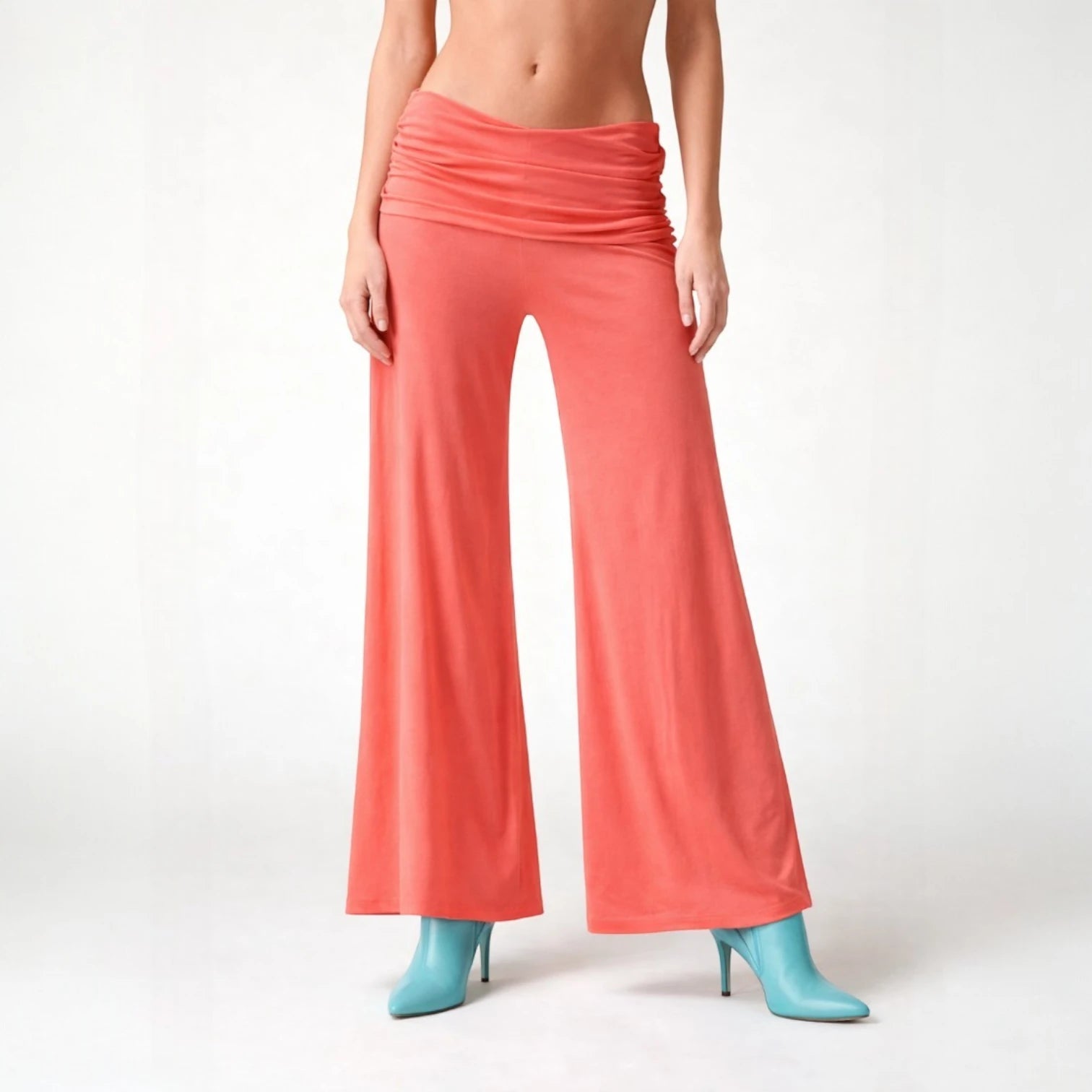 Damen Palazzo Hose im fließenden Schnitt mit drapiertem Bund