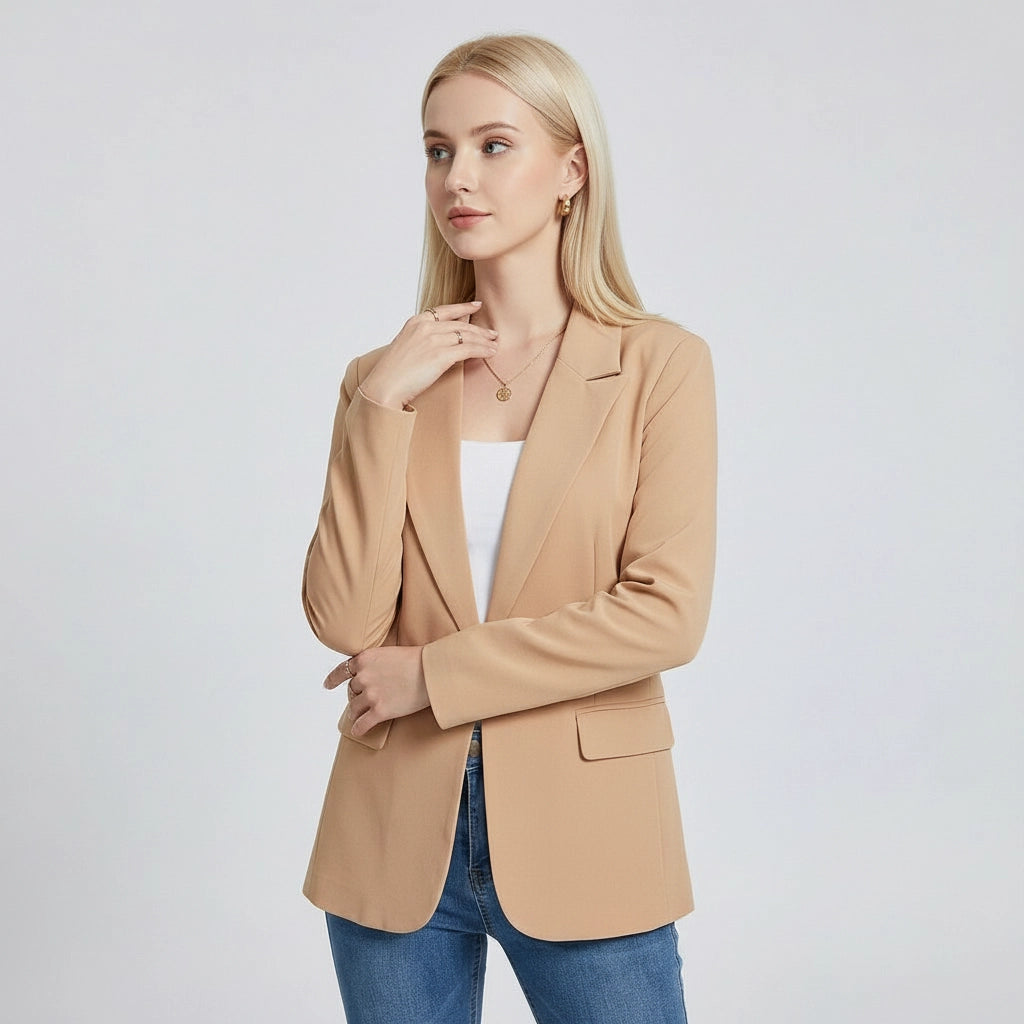 Moderner Blazer für Damen mit Ein-Knopf-Verschluss im geraden Schnitt