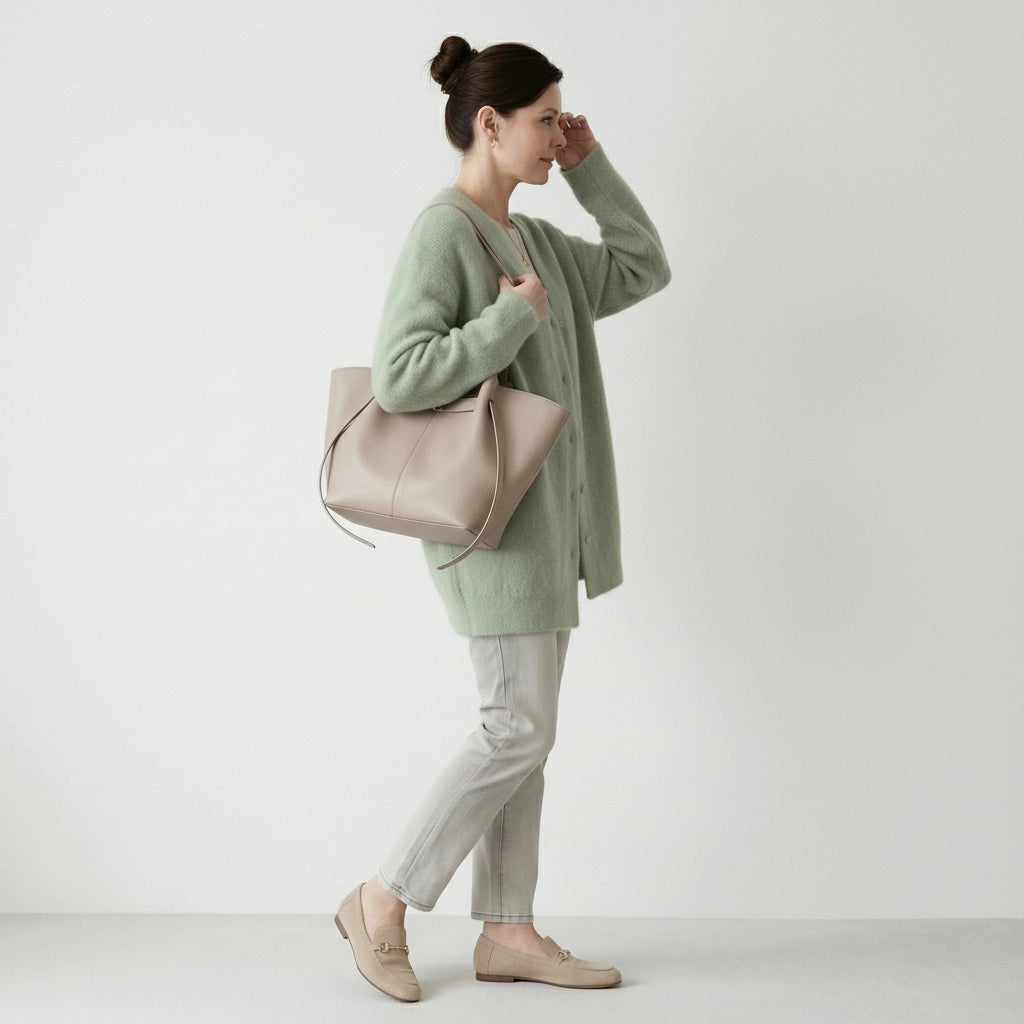 Langer Cardigan für Damen ohne Kragen im Relaxed Fit