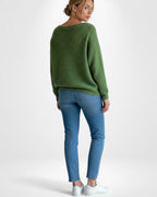 Stricken Damenpullover mit Verlängertem Rundhalsausschnitt und Langarm