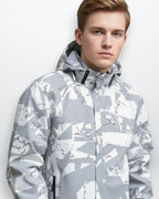 Wasserdichte Skijacke mit geometrischem Muster